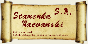 Stamenka Mačvanski vizit kartica